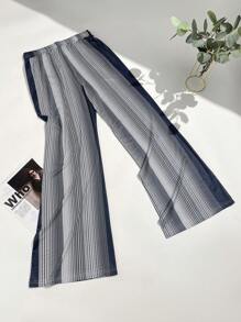 全新男士时尚纹理宽松宽松阔腿休闲休闲/度假裤