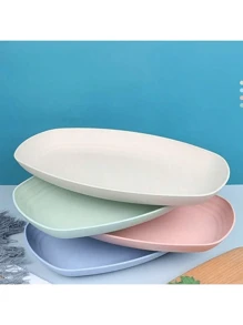 Plato grande para pescado de paja de trigo y plástico, plato para verduras, plato de cena sencillo