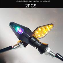 2 Packs Motorcycle LED Turn Signals - Universal Fit Custom Dynamic Lights, Multi-Color Lighting Effects , Dual Function (Turn Signal + Daytime Running Light,Compatible With Harley/Ducati/ & All Motorcycles