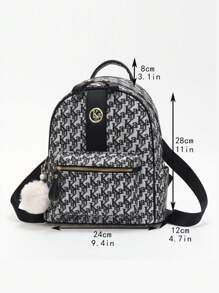 Fashionable Women's Letter Print Large Capacity Backpack - Black - View 5
