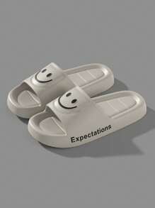 Women's Thick Soft Bottom Anti-Slip Smiling Face EVA Material Slip-On House Slippers, Quick Dry - Gray 2.0 - View 2