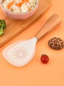 1 件装木柄饭勺不粘饭勺家用可与立式电饭锅、饭勺配合使用 - 米色 - 查看 5