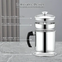 1PC Stainless Steel Grease Storage Tank With Filter - 1.8 L/60oz Grease Storage Tank With Lid And Safety Pour Handle - Kitchen Supplies For Cooking Grease Filtration And Storage - Silver - View 6