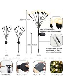 1/2 paquetes de luces solares para jardín, luces solares exteriores de 6/8/10 LED, luces decorativas exteriores, luces solares oscilantes, luces de luciérnagas para patio, camino y decoración exterior, luces solares oscilantes de bombilla grande