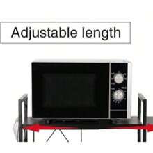 Expandable Microwave Rack, 3-Tier Kitchen Microwave Stand, Carbon Steel Microwave Holder For Countertop, Kitchen Storage Organizer With 6 Hooks - Black - View 7
