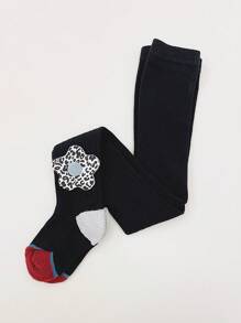 1 pièce Collant à motif floral crème pour fille, collant fin polyvalent convenant pour les robes, jupes et leggings, printemps