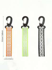 High Visibility Reflective Keychain, Backpack Pendant - Orange, Green, And Black/White Double-Sided Safety Strips - Durable Nylon Ribbon With Mountain Buckle Clip, Perfect For Nighttime Walking, Running, Cycling, Camping, Pets, Unisex, Can Be Given To Family, Friends, Relatives, Colleagues