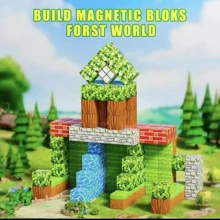 NetHong Mine Craft Style Magnetic Blocks 100 Piece Construction Toy Imaginative Play GIFT - Green - View 5