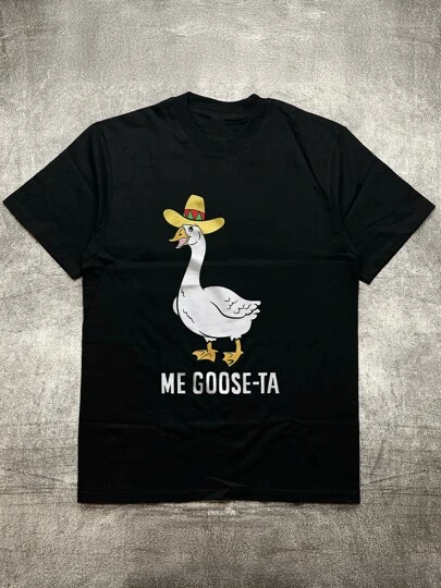 Camisa para Hombre de Algodón 200 Gramos - Estilo Alegre con Oca Chistosa - Diseñado en México, Perfecto para Vestir con Personalidad Diaria