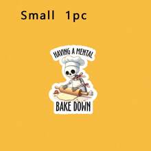 骷髅烘焙贴纸，“我正在精神烘焙”幽默乙烯基贴花，有趣的厨房贴花，给面包师和厨师的礼物，恐怖烘焙贴花 - 彩色 - 查看 9