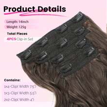 Clip In Hair Extension, Blonde Hair Extensions Invisible Lace Weft Synthetic Natural Soft 14 Inch Short Wavy Curly Hair Extensions For Women - Chocolate Brown - View 3