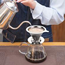 Pour Over Coffee Dripper Stainless Steel Reusable Filter Paperless Cone Coffee Maker Dripper For 1-2 Cup - Silver - View 5