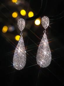 1 Par de Brincos de Cristal CZ em Formato de Coração Glamorosos, Joia de Casamento, Festa, Formatura