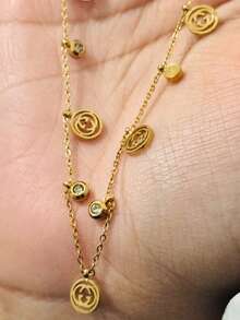 1 Piece Unique Style Gold Oval Design Necklace For Special Occasions - Gold - View 8