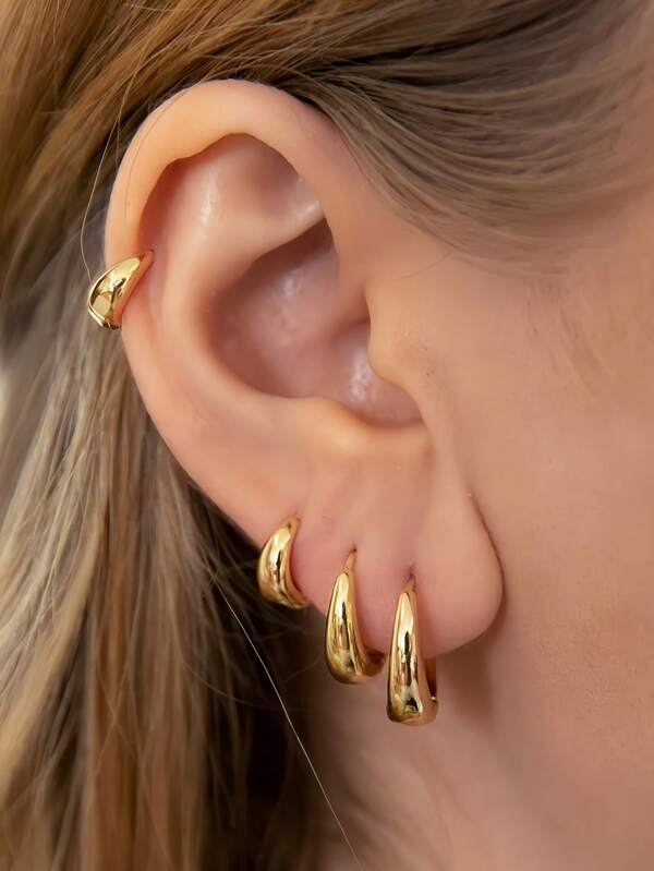 1 pezzo Orecchini a cerchio in argento sterling 925 rastremati, ipoallergenici, placcati in oro, per donna e uomo, adatti per uso quotidiano (venduto singolarmente, non in coppia)