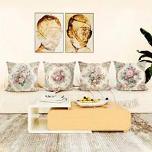 4 件维多利亚风格花卉印花枕套，17.7x17.7 英寸，现代绿色天鹅绒，可机洗，拉链开合，涤纶装饰垫套，适用于客厅、沙发、床、圣诞家居装饰 - 綠色 - 查看 7