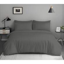 Farfallarossa Ensemble de housse de couette en microfibre de couleur unie, doux et agréable pour la peau, style minimaliste, comprend 1 ou 2 taies d'oreiller, convient pour la chambre à coucher, les dortoirs d'étudiants et les logements locatifs - Gris foncé - Voir 4