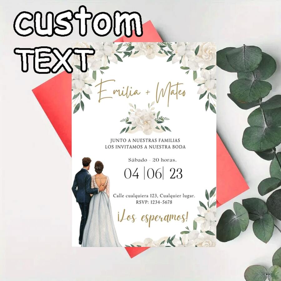 Red Wedding Invitation To Edit/Print. Spanish Marsala Flower Wedding Invitations. Digital. Printable Wedding Invitation In Spanish.