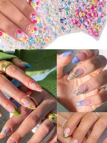 30pcs 3D Floral Nail Art Stickers, 3D Self-Adhesive Nail Decals, Cute Daisy, Heart, Bow Nail Stickers For Spring/Summer Nail Design, Floral Nail Art Decorations, DIY Nail Accessories For Women - Multicolor - View 5