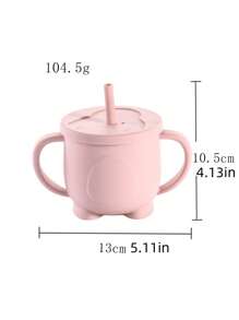 Customized Baby Silicone Double Ear Straw Cup, Drop Resistant And High Temperature Resistant Baby Drinking Cup, Penguin Water Cup, Feeding Utensils