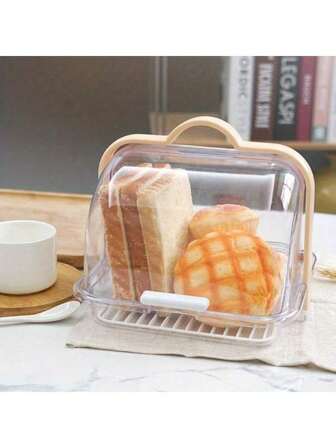 Multi-Purpose Transparent Storage Box Bread Tableware Spoon Storage Bin Portable Sealed Cleaning Box Food Drain Rack