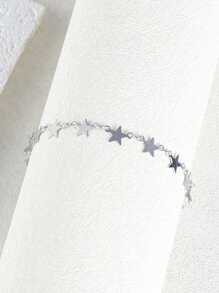 Bộ vòng tay bạc 6 chiếc/1 chiếc thời trang & thanh lịch đính đá Cubic Zirconia hình trái tim bằng đồng trang trí ngôi sao dành cho nữ, thích hợp để đeo hàng ngày và làm quà tặng - Bạc - Xem 16