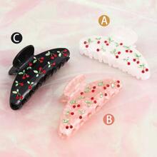 1pc Minimalist Cherry Accent Acrylic Hair Clip, Available In 3 Colors, For Girls,Hair Accessories,Hair Claw,Claw Clips,Hair Clutch,Hair Jaw Clip Fall Winter For Vacation Outfits Woman