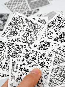 30PCS Flower Bronzing Nail Art Stickers, Self-Adhesive Nail Art Decals For, Nail Art Supplies For Women And Girls,30 Sheets European Style Flower Embossed 3D Nail Art Stickers & Decals(Black),Black Lace Foral Vine Relief Design Nail Art Stickers,Asymmetrical Geometric Shapes Glitter Embellishment,Spring And Summer Flower Nail Art Decorations For Women And Girls