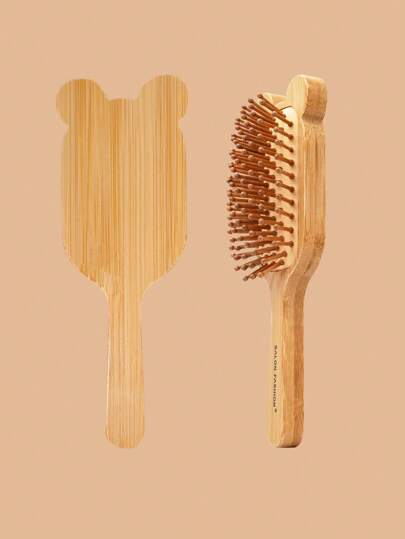 lina. 1 件/2 件小号 Nan 竹制方形靠垫发梳，带手柄，男女通用顺发刷，促进头发生长的竹发刷，按摩头皮的顺发梳，男女儿童木制桨式发刷，适合浓密/稀疏/卷曲/干燥发质，带人体工程学手柄，护发，美发工具，女士发饰，返校旅行必需品，万圣节礼物，圣诞礼物，刷子，发刷，边刷，刷头发，发梳，梳头发，顺发刷，球刷，迷你发刷，发刷套装，木梳，梳子，光滑后刷，发刷，边刷，刷头发，发梳，发刷套装，梳头发，迷你发刷，顺发刷，美发产品，美发工具，美发用品，护发，卷发刷，理发器，理发配件，美发设备，旅行必需品、旅行必需品、发型、美发