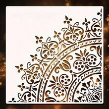 1pc Reusable 12-Inch Quarter Mandala Stencil Template, Plastic Mandala Stencil For DIY Art Projects, Decorative Floral Craft Template For Painting On Walls, Tiles, Furniture And Canvas - White - View 8