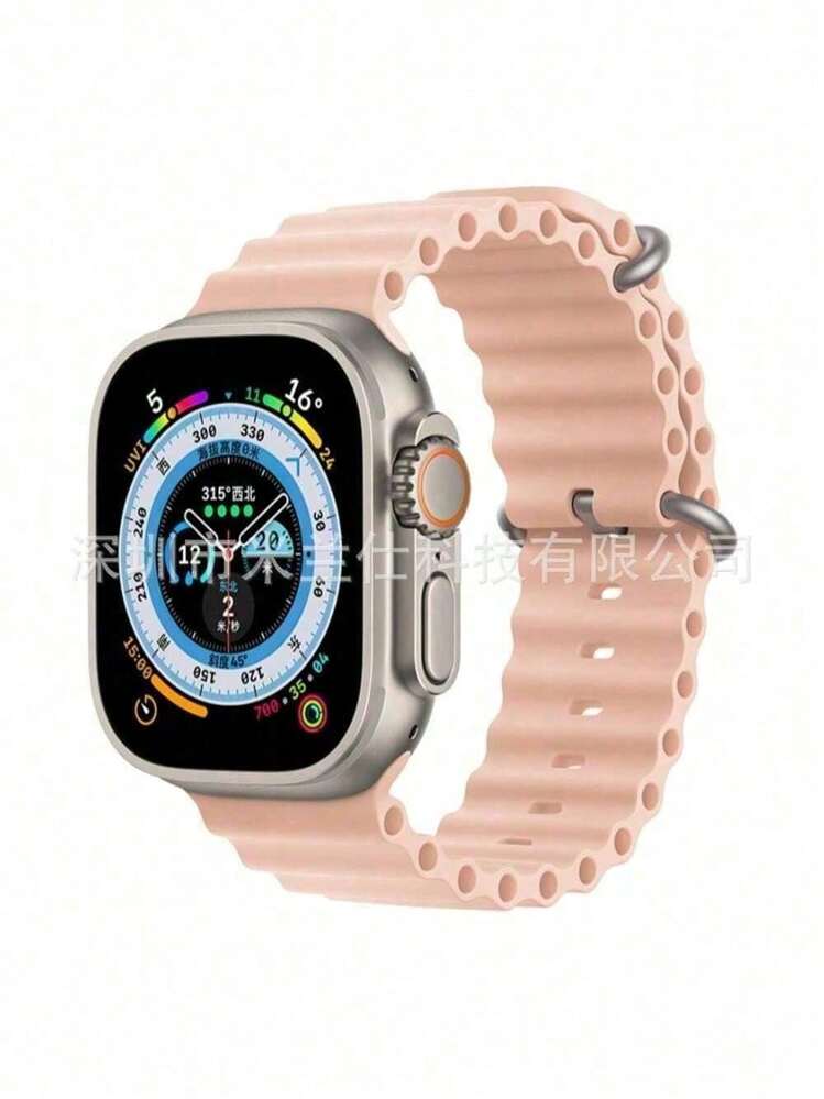 Silicone Strap For Apple Watch Series 8 Ultra And Smartwatch Iwo Hw Series 42/44/45/49MM Series 1, 2, 3, 4, 5, 6 And SE - 藕粉色 - 查看 2