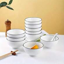 Ceramic Bowl Set - Elegant White Porcelain, Perfect For Pasta, Soups And More - Microwave And Dishwasher Ready - Perfect For Christmas, Thanksgiving And Family Gatherings, Pasta Bowls, Ramen, Pho, Cereal Bowls