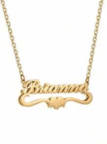 Customizable Heart-Shaped Lace English Name Necklace, Mother's Day, Valentine's Day, Birthday, Anniversary Gift - Gold - View 3