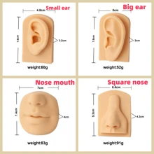 Modèle en silicone avec caractéristiques sensorielles artificielles humaines. Oreilles, yeux, bouche, nez pour l'enseignement, la pratique, le choix des oreilles, l'acupuncture des oreilles, les boucles d'oreilles, les appareils auditifs. Modèle en gel de silice.