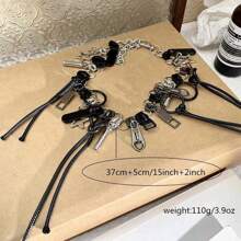 1 Piece Unisex Multi Zipper Pendant Necklace, Punk Style Design, Versatile Wear - Multicolor - View 7