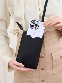 MIYIN New Women's Casual Zip Around Wallet & Mobile Phone Bag Fashion Minimalist Solid Color Crossbody Bag With Adjustable Strap Litchi Embossed Vertical Wallet With Card Slots & Front Pocket & Zipper Coin Pocket For Credit Card/ ID Card/ / Cash/Cell Phone/Bank Card For Lady & White-Collar Workers Shopping Travel Commute Office Work Phone Phone Pouch For Women Wallet Purse Wallet (Black) Phone Case - Black - View 2