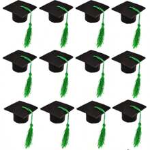 6/12/25 Stück kleiner Doktorhut mit Quasten, Filz Weinflasche Deko, Mini Abschlusskappe für Graduationsfeier Dekorationen