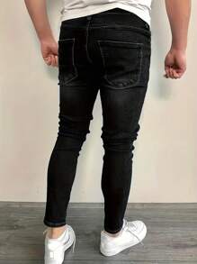 Jeans vaqueros casuales desgastados de corte slim para hombres, estilo grunge