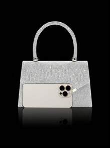 Elegante y encantadora cartera con solapa de strass brillante, bolso de noche exquisito para mujeres, combinado con un set de 3 piezas de joyería de strass brillante que incluye un collar, pulsera y aretes de strass de lujo y exquisitos. Adecuado para vestidos de boda, fiesta, graduación. Perfecto para mujer en fiestas, bodas, cenas y banquetes.