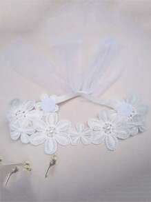 1pc Children/Baby Headband Hair Accessory, Ethereal Mesh Five Flower Ornament Infant Toddler Hair Band