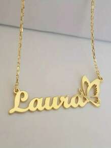 One Piece Personalized Butterfly Name Necklace - Elegant Gold Pendant With Delicate Chain, Customized Female Gift, Suitable For Everyday Wear Or Special Occasions - Multicolor - View 3