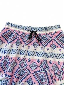 Fashionable Bohemian Geometric Print Loose Casual Harem Pants, Yoga Pants, Men Beach Holiday Style