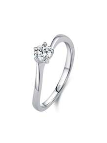 1 pezzo Anello in argento sterling 925 rotondo e brillante con zirconi, gioiello da donna per fidanzamento, anniversario, accessorio di moda, regalo