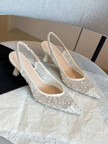 Tacones de tacón medio con apertura en la espalda, moda sexy y casual para mujer