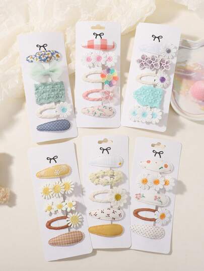 bilicaca 5 件套彩色儿童发夹，可爱设计发饰适合日常使用和旅行