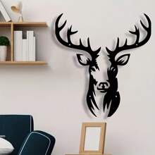 1PC Rustic Iron Deer Head Wall Art – Black Metal Deer Silhouette, Christmas Wall Decor For Indoor & Outdoor Use, Stylish Wildlife Home Decoration For Room & Cabin Gifts Birthday Graduation