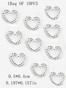 1 Pack Metal Jewelry Nail Art Accessories Heart 3D Nail Decorations
