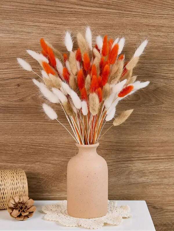 63 piezas Elegante ramo de flores con cola de conejo - Perfecto para decoración primaveral, bodas, cumpleaños y celebraciones al aire libre - Decoración del hogar con estilo bohemio, adecuado para Navidad, San Valentín, Halloween y Eid