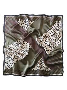 1 件女士仿丝印花 70 厘米时尚简约方形围巾，适合商务会议、休闲旅行、节日和派对