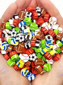 Borradores con forma de balones deportivos: Baloncesto, fútbol, tenis, rugby, béisbol, voleibol - Borradores pequeños, borradores con forma de balón de fútbol americano, adecuados para regalos de fiesta, uso en hogar, escuela, trabajo, recompensas en el aula, premios, regalos de vuelta al cole - Multicolor - Ver 2
